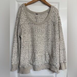 Free People Gray Crew Neck Sweater/Sweatshirt with Textured Knit